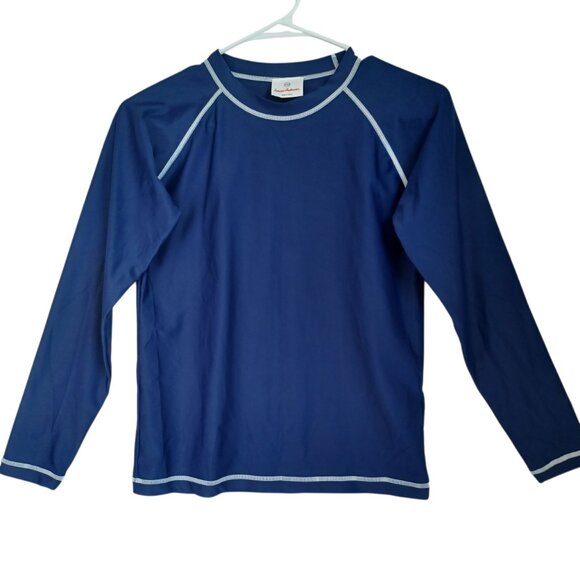 Hanna Andersson Sun-Ready Rash Guard Navy Blue Long Sleeve Pullover Kids Size 12 - Picture 9 of 9